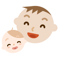 笑顔の若い男性と赤ちゃんのイラスト
