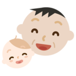 笑顔の中年の男性と赤ちゃんのイラスト