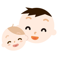 笑顔の男の子と赤ちゃんのイラスト