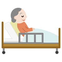 ベッドでクッションにもたれて眠る高齢者の女性のイラスト2