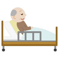 ベッドでクッションにもたれて眠る高齢者の男性のイラスト2