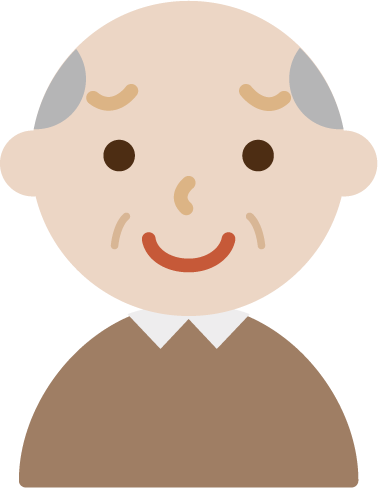 高齢者の男性の顔の表情のイラスト（困り笑い）2