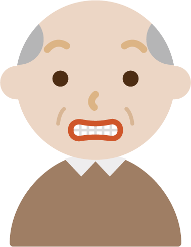 高齢者の男性の顔の表情のイラスト（いー）2