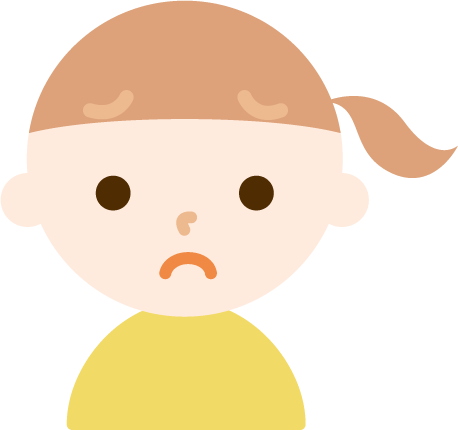 女の子の顔の表情のイラスト（困り）2