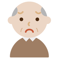 高齢者の男性の顔の表情のイラスト（困り）2