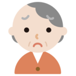 高齢者の女性の顔の表情のイラスト（困り）2