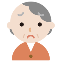 高齢者の女性の顔の表情のイラスト（困り）2