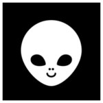 宇宙人の顔のアイコンイラスト5（黒背景）