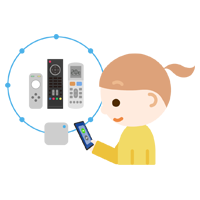 家電のスマート化とスマホを持った女の子のイラスト