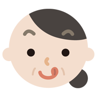 舌をペロっと出した中年の女性の表情のイラスト1