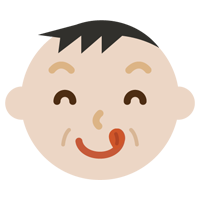 舌をペロっと出した中年の男性の表情のイラスト2