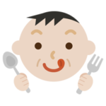 舌をペロっと出した中年の男性の表情のイラスト3