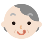 舌をペロっと出した高齢者の女性の表情のイラスト1