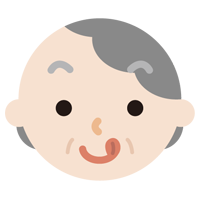 舌をペロっと出した高齢者の女性の表情のイラスト1