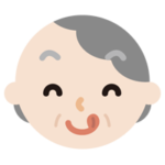 舌をペロっと出した高齢者の女性の表情のイラスト2