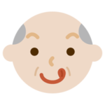 舌をペロっと出した高齢者の男性の表情のイラスト1