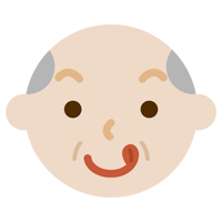 舌をペロっと出した高齢者の男性の表情のイラスト1