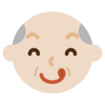 舌をペロっと出した高齢者の男性の表情のイラスト2