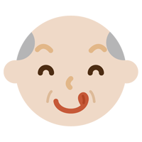 舌をペロっと出した高齢者の男性の表情のイラスト2