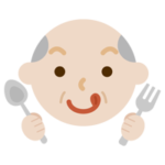 舌をペロっと出した高齢者の男性の表情のイラスト3