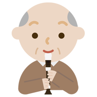 リコーダーを吹く高齢者の男性のイラスト1