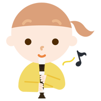 リコーダーを吹く女の子のイラスト2