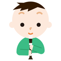 リコーダーを吹く男の子のイラスト1