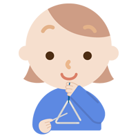 トライアングルを打つ若い女性のイラスト1