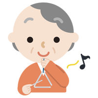 トライアングルを高齢者の女性のイラスト2