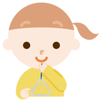 トライアングルを打つ女の子のイラスト1