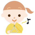 トライアングルを打つ女の子のイラスト2
