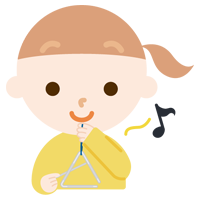 トライアングルを打つ女の子のイラスト2