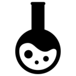 フラスコのアイコンのイラスト（白黒）