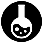 フラスコのアイコンのイラスト（黒・丸）