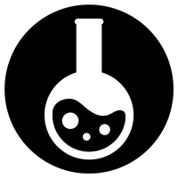 フラスコのアイコンのイラスト（黒・丸）