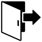 ドアのアイコンのイラスト（白黒）