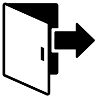 ドアのアイコンのイラスト（白黒）