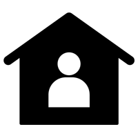 在宅のアイコンのイラスト（白黒）