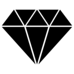 ダイヤモンドのアイコンのイラスト（黒）