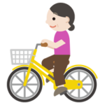 自転車に乗る中年女男性のイラスト1