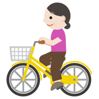 自転車に乗る中年女男性のイラスト1