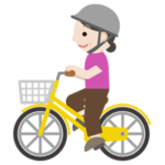 自転車に乗る中年の女性のイラスト2