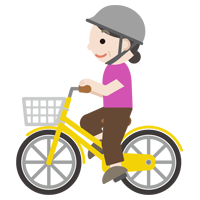 自転車に乗る中年の女性のイラスト2