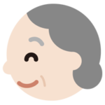 高齢者の女性の横顔のイラスト（笑顔）