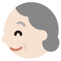 高齢者の女性の横顔のイラスト（笑顔）