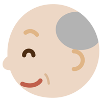 高齢者の男性の横顔のイラスト（笑顔）