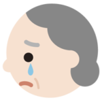 高齢者の女性の横顔のイラスト（泣く）