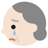 高齢者の女性の横顔のイラスト（泣く）
