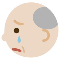 高齢者の男性の横顔のイラスト（泣く）