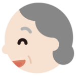 高齢者の女性の横顔のイラスト（破顔）